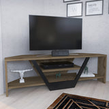 Sares TV cabinet oak look black 120 cm Old oak look, black Melamine coated wood composite