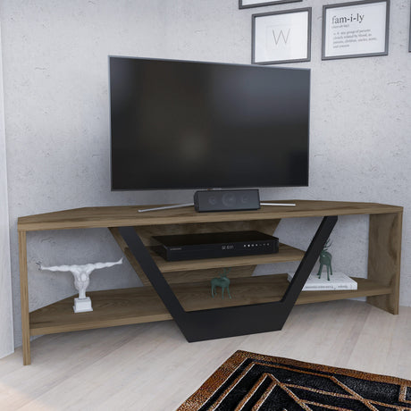 Sares TV cabinet oak look black 120 cm Old oak look, black Melamine coated wood composite