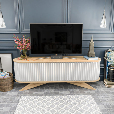 TV Furniture - TV Furniture Stor Saffier White Melamine 180x60x43 cm - Dimehouse