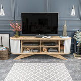 TV Furniture - TV Furniture Stor Saffier White Melamine 180x60x43 cm - Dimehouse