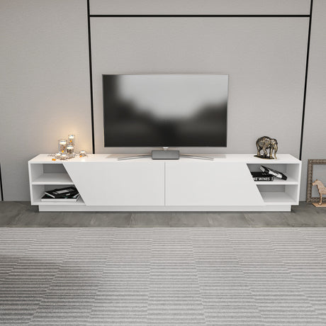 TV Furniture - TV Furniture Rhodes White Melamine 240x47.4x37.1 cm - Dimehouse