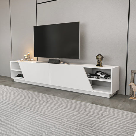 TV Furniture - TV Furniture Rhodes White Melamine 240x47.4x37.1 cm - Dimehouse