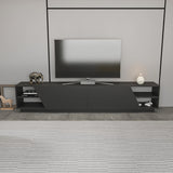 TV Furniture - TV Furniture Rhodes Anthracite Melamine 240x47.4x37.1 cm - Dimehouse