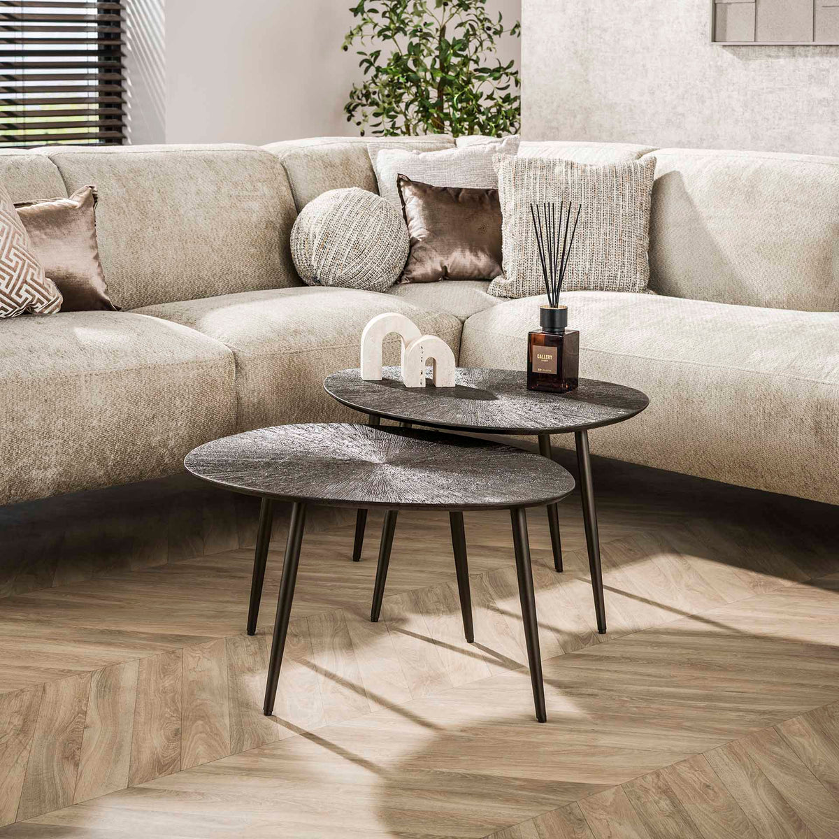 Coffee tables - Coffee table set Juno Dark Bronze Metal Set of 2 - Dimehouse
