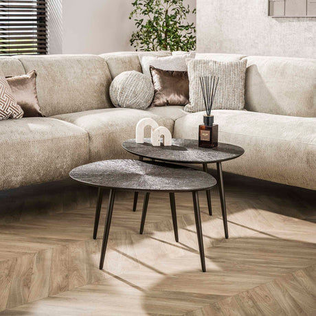Coffee tables - Coffee table set Juno Dark Bronze Metal Set of 2 - Dimehouse