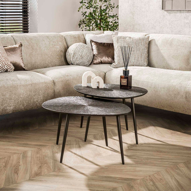 Coffee tables - Coffee table set Juno Dark Bronze Metal Set of 2 - Dimehouse