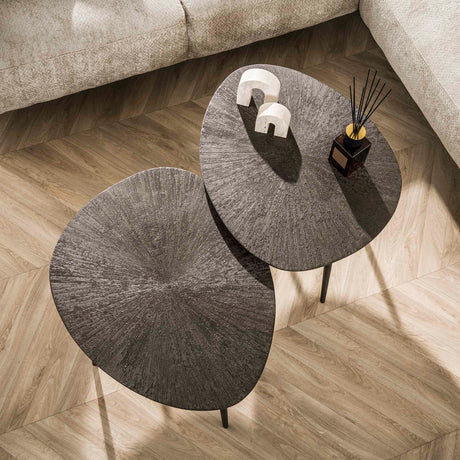 Coffee tables - Coffee table set Juno Dark Bronze Metal Set of 2 - Dimehouse
