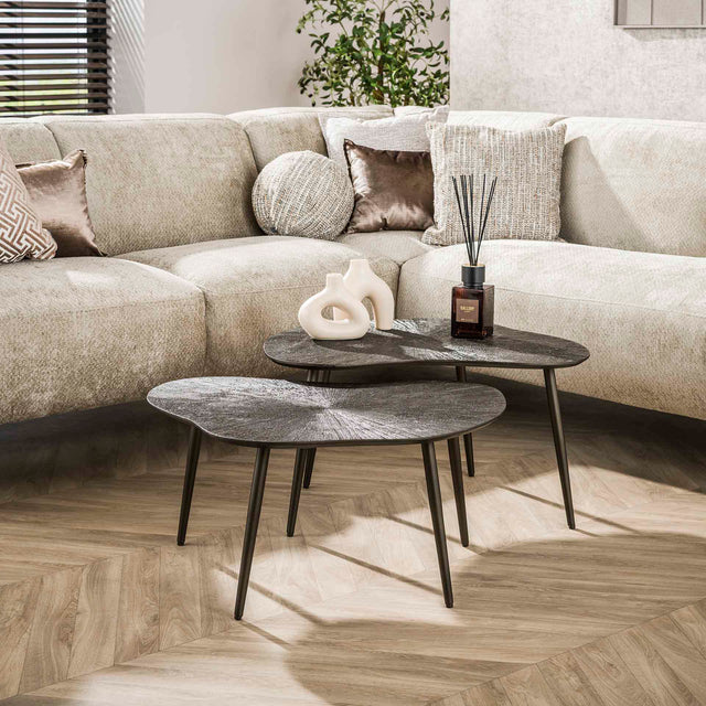 Coffee tables - Coffee table set Jax Organic Bronze Dark Brown Set of 2 - Dimehouse