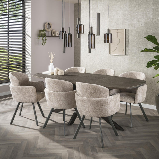 Dining tables - Dining table Danish Oval Virello Bronze Liquid Metal 215 cm - Dimehouse
