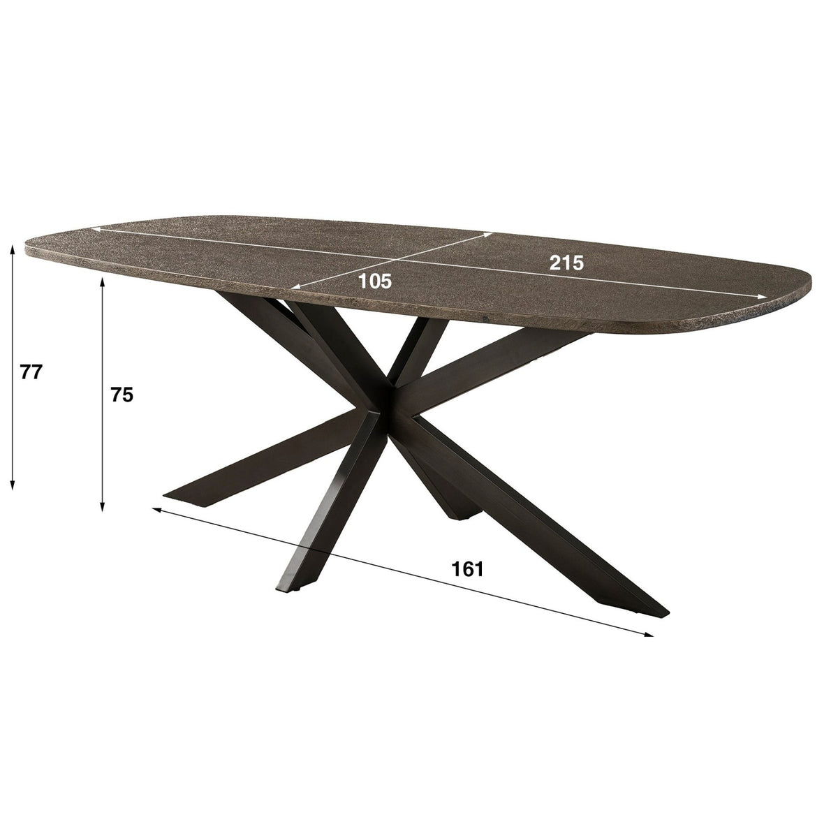 Dining tables - Dining table Danish Oval Virello Bronze Liquid Metal 215 cm - Dimehouse