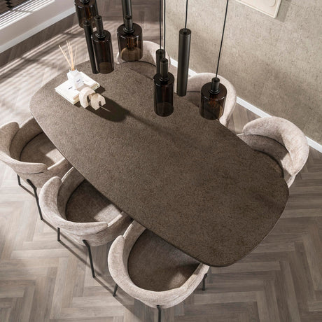 Dining tables - Dining table Danish Oval Virello Bronze Liquid Metal 215 cm - Dimehouse