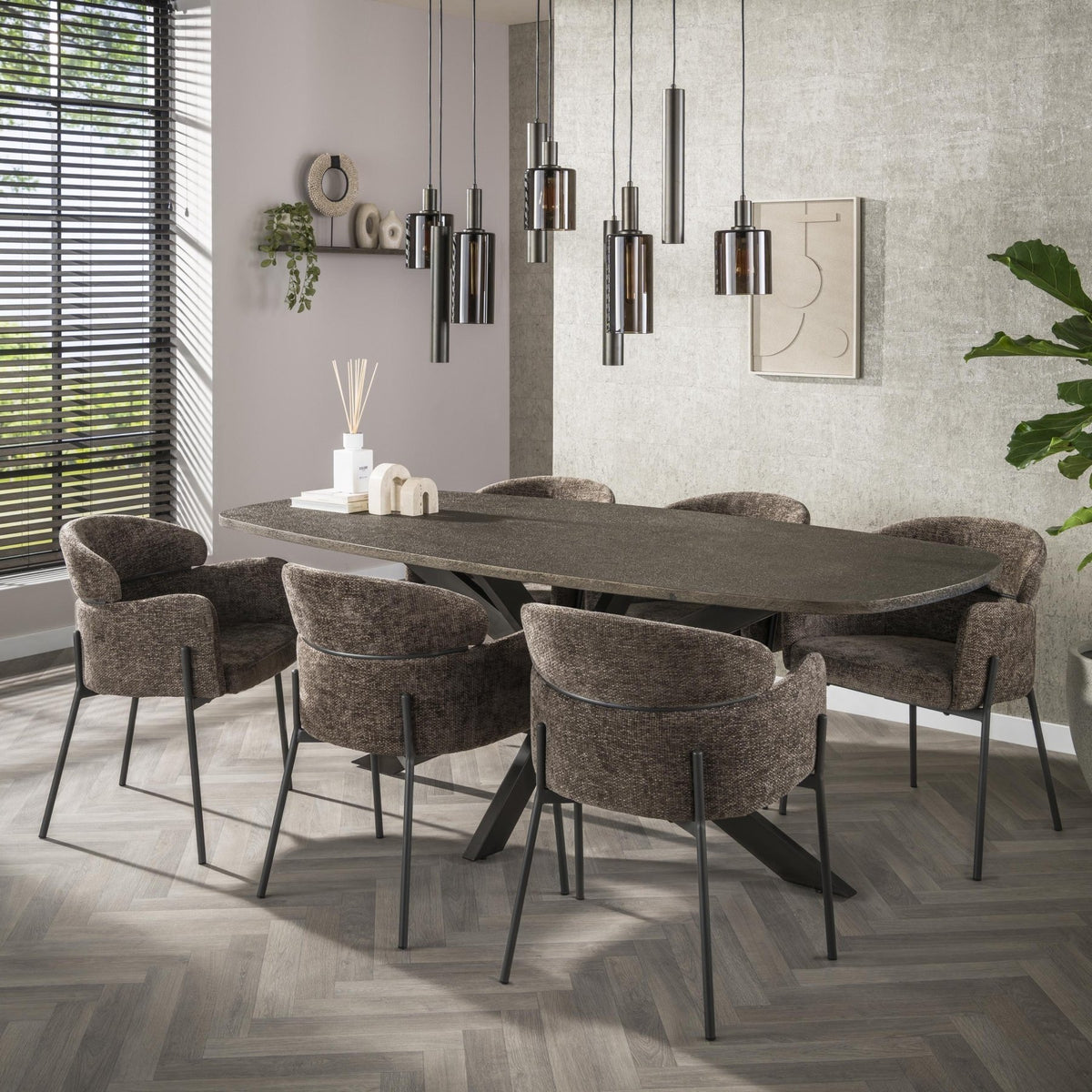 Dining tables - Dining table Danish Oval Virello Bronze Liquid Metal 215 cm - Dimehouse
