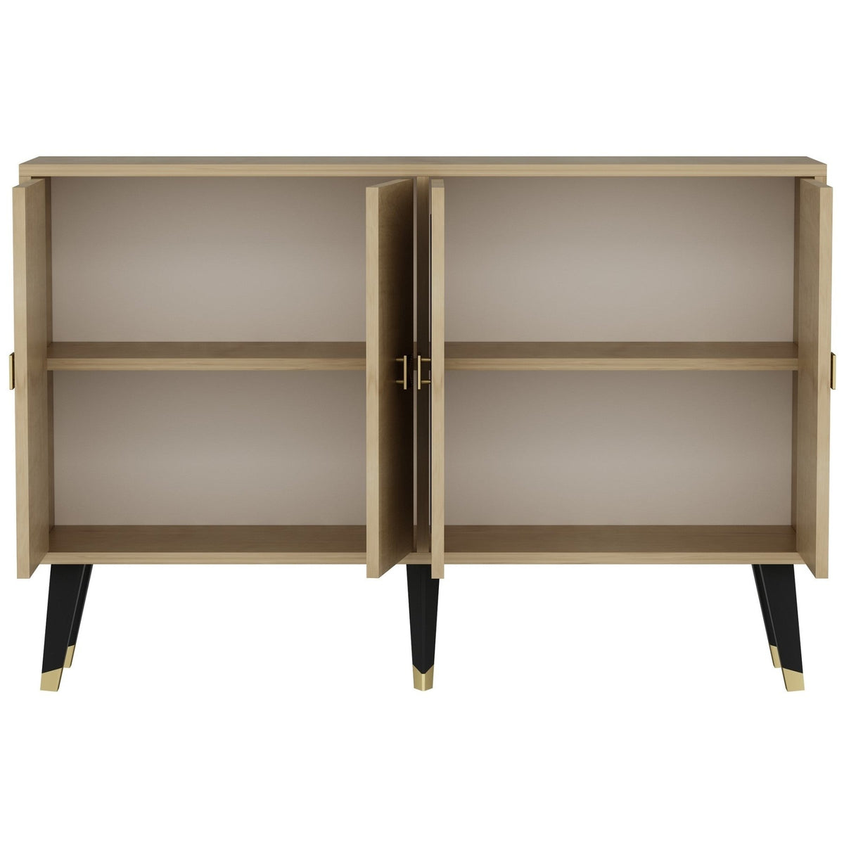 Ahart Console oak look with gold accents 120 cm Sapphire oak look and gold Melamine coated wood composite
