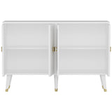 Ahart side table white with gold 120 cm White, Gold Melamine-coated wood composite