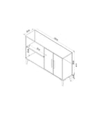 Ansel console sapphire oak look 120 cm Sapphire oak look, gold-colored Melamine coated wood composite
