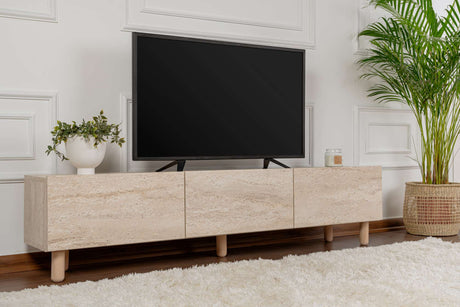 Alvin TV cabinet travertine look 180 cm Melamine coated furniture panel