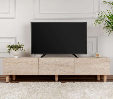 Alvin TV cabinet travertine look 180 cm Melamine coated furniture panel