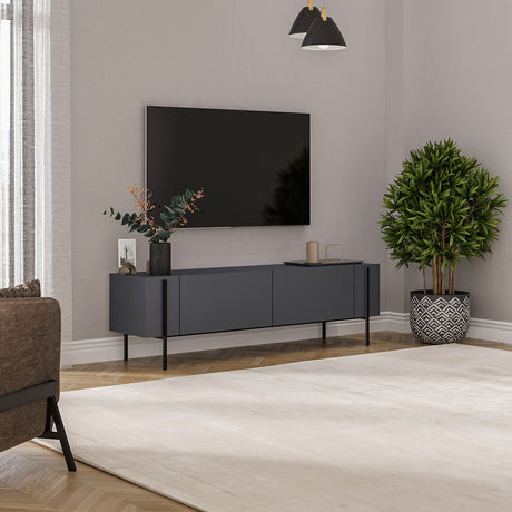 Herman TV cabinet anthracite 160 cm Melamine-faced wood composite
