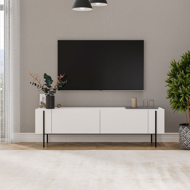 Herman TV cabinet white 160 cm Melamine wood composite