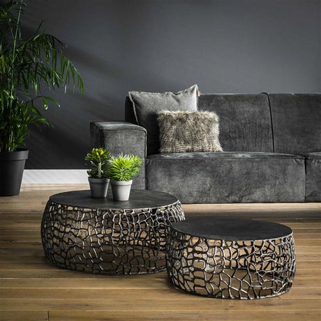 Coffee tables - Set of 2 Coffee tables Nola Black Nickel - Dimehouse
