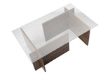 Coffee Tables - Rectangular Modern Coffee Table Vetroni Walnut Look - Glass - 105x65 cm - Dimehouse