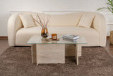 Coffee Tables - Rectangular Modern Coffee Table Vetroni Travertine Look - Glass - 105x65 cm - Dimehouse