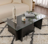 Coffee Tables - Rectangular Modern Coffee Table Vetroni Black Wood Look - Glass - 105x65 cm - Dimehouse