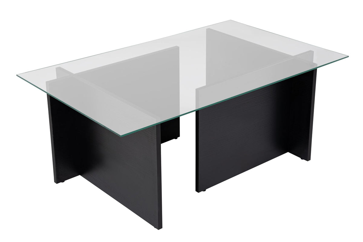 Coffee Tables - Rectangular Modern Coffee Table Vetroni Black Wood Look - Glass - 105x65 cm - Dimehouse
