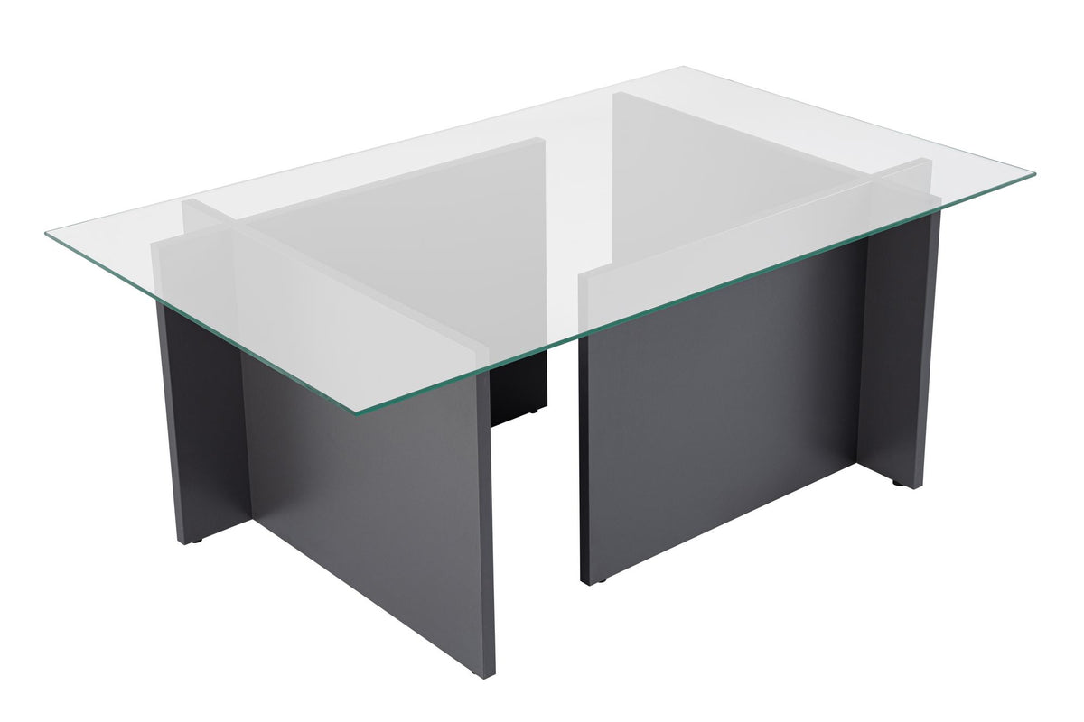 Coffee Tables - Rectangular Modern Coffee Table Vetroni Anthracite - Glass - 105x65 cm - Dimehouse