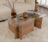 Coffee Tables - Rectangular Modern Coffee Table Vetroni Atlantic Pine Look - Glass - 105x65 cm - Dimehouse