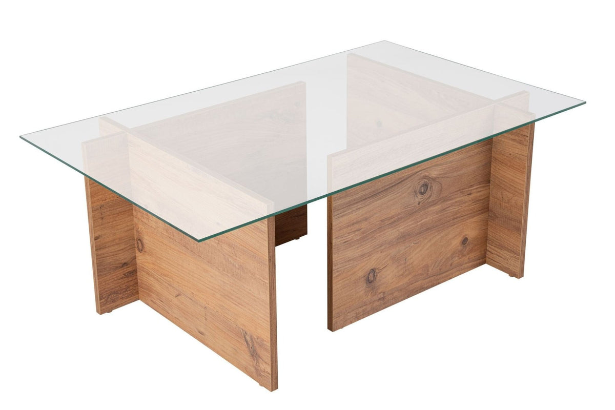 Coffee Tables - Rectangular Modern Coffee Table Vetroni Atlantic Pine Look - Glass - 105x65 cm - Dimehouse