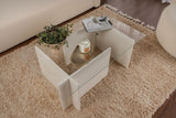 Coffee Tables - Rectangular Modern Coffee Table Vetroni White Wood Look - Glass - 105x65 cm - Dimehouse