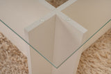 Coffee Tables - Rectangular Modern Coffee Table Vetroni White Wood Look - Glass - 105x65 cm - Dimehouse