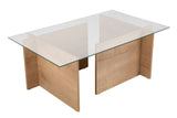 Coffee Tables - Rectangular Modern Coffee Table Honey Oak Wood Look - Glass - 105x65 cm - Dimehouse