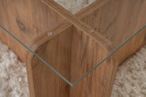 Coffee tables - Coffee table Atlantic Pine Melamine Glass Opal 105x65x30 cm - Dimehouse