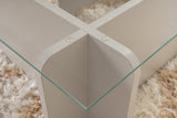 Coffee tables - Coffee table Gray Melamine Glass Opal 105x65x30 cm - Dimehouse