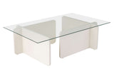Coffee tables - Coffee table White Melamine Glass Opal 105x65x30 cm - Dimehouse