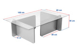 Coffee tables - Coffee table Natural Walnut Glass Opal 105x65x30 cm - Dimehouse