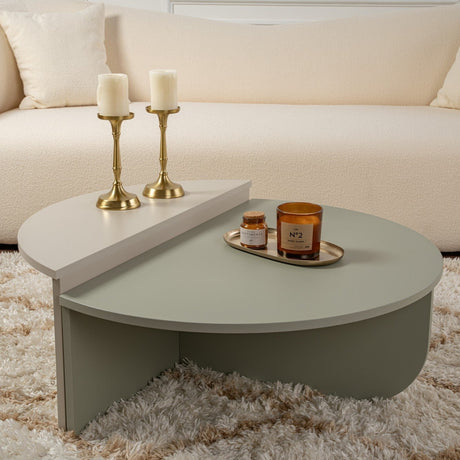 Coffee Tables - Round Coffee Table Ash Green Melamine 90 cm Orin - Dimehouse