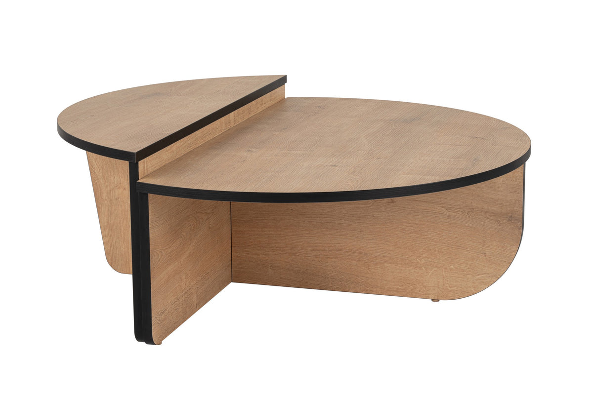Coffee tables - Coffee table Round 85 cm Natural Oak Look Melamine Orin - Dimehouse