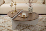 Coffee tables - Round coffee table Orion walnut and white melamine 90x60 cm - Dimehouse