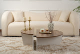 Coffee tables - Round coffee table Orion walnut and white melamine 90x60 cm - Dimehouse