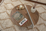 Coffee tables - Round coffee table Orion walnut and white melamine 90x60 cm - Dimehouse