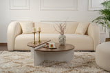 Coffee tables - Round coffee table Orion walnut and white melamine 90x60 cm - Dimehouse