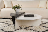 Coffee tables - Round coffee table Orion white and black melamine 90x60 cm - Dimehouse