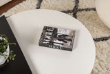 Coffee tables - Round coffee table Orion white and black melamine 90x60 cm - Dimehouse