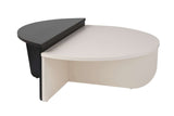 Coffee tables - Round coffee table Orion white and black melamine 90x60 cm - Dimehouse