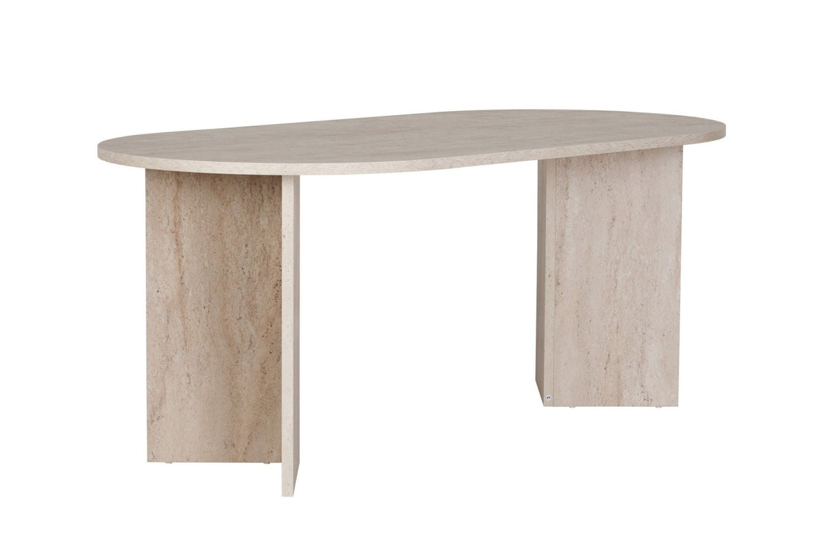 Dining tables - Oval dining table travertine melamine - Japandi - 180x89.5x75 cm - Sota - Dimehouse