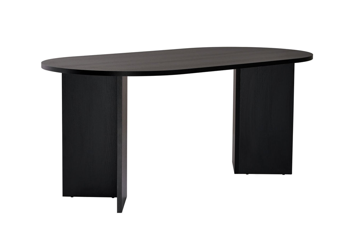 Dining tables - Oval dining table Black melamine - Japandi - 180x89.5x75 cm - Sota - Dimehouse