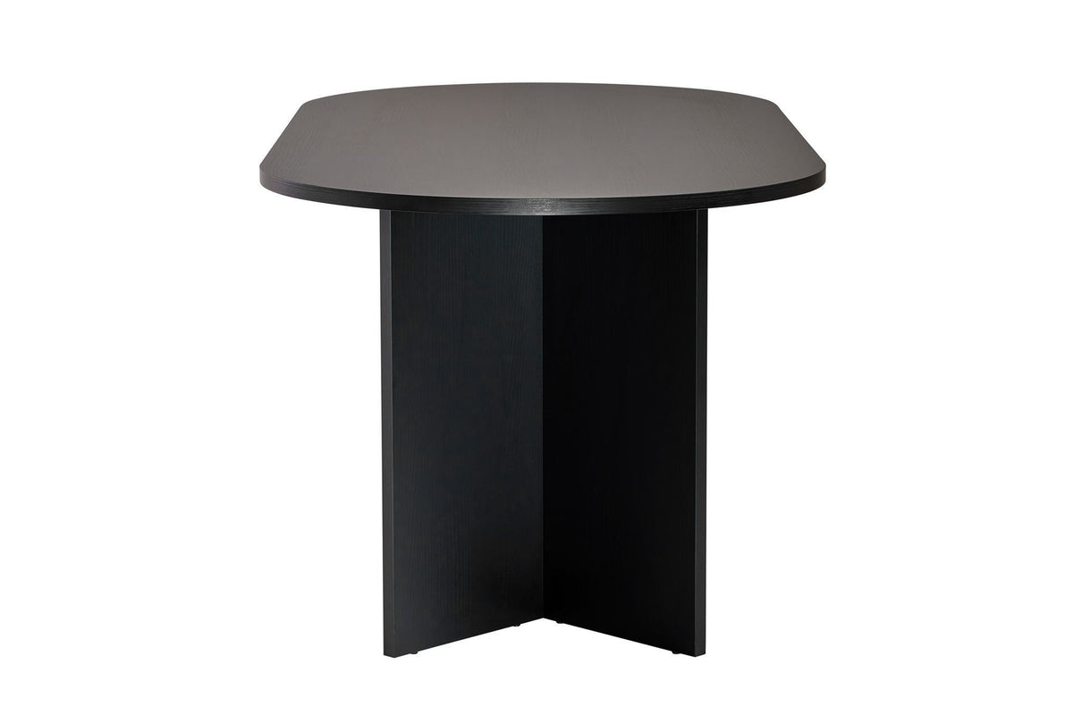 Dining tables - Oval dining table Black melamine - Japandi - 180x89.5x75 cm - Sota - Dimehouse